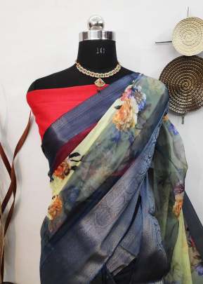 Beautiful Organza With Elegant Zari Wooven Contrast Colour Pallu In Lavender organza saree