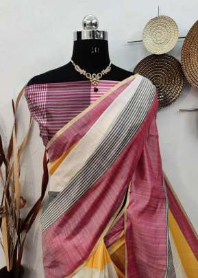 Beautiful Raw silk sare with contrast pallu In Pink SILK SAREE