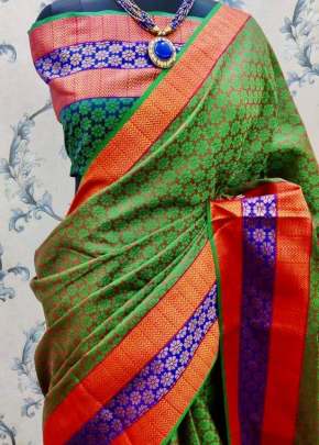 Beautiful Soft  Kora Maslin Silk  Saree In Light Green SILK SAREE