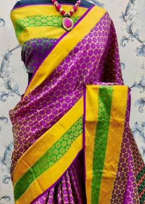 Beautiful Soft  Kora Maslin Silk  Saree In Purple SILK SAREE