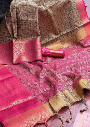 Beautiful Tanchoi Handloom Weaving Silk Saree In Pink designer sarees