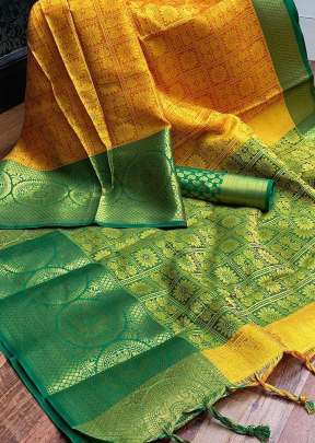 Beautiful Tanchoi Handloom Weaving Silk Saree In Yellow designer sarees