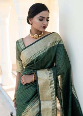 Beautiful Tassar silk Weaving Saree with Beautiful Zari Border In Green SILK SAREE