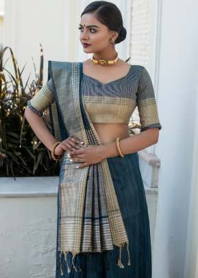 Beautiful Tassar silk Weaving Saree with Beautiful Zari Border In Dark Grey SILK SAREE