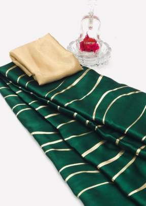 Beutiful  Pure Satin Silk Saree In Green