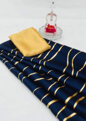 Beutiful  Pure Satin Silk Saree In Navy Blue designer sarees