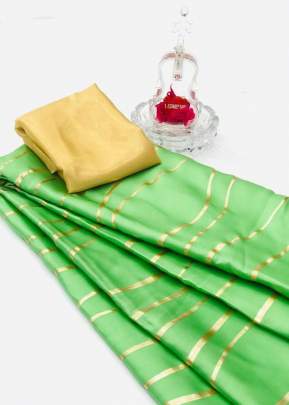 Beutiful  Pure Satin Silk Saree In Light Green