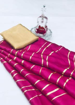 Beutiful  Pure Satin Silk Saree In Pink