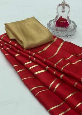 Beutiful  Pure Satin Silk Saree In Red designer sarees