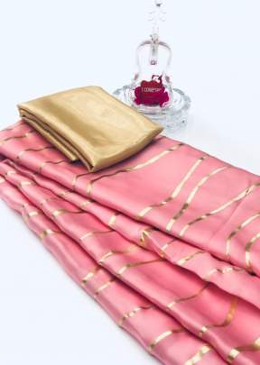 Beutiful  Pure Satin Silk Saree In Peach