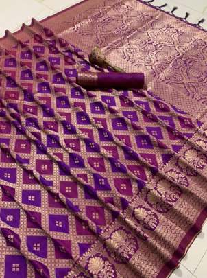 Chex Weaving Design Soft lichi silk Organic Banarasi SILK SAREE