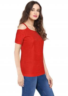 Classic Design Crop Sleeves In Red top