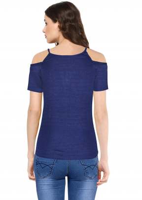 Classic Design Crop Sleeves In Navy Blue top