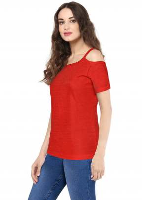 Classic Design Crop Sleeves In Red top