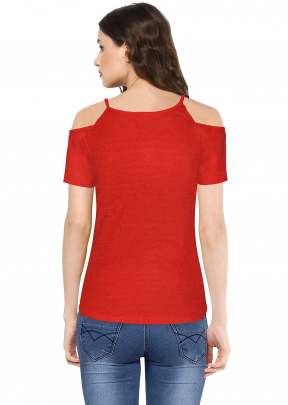 Classic Design Crop Sleeves In Red top