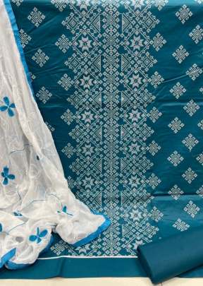 Classic Designer Cotton Suit In Sky Blue Dress Material