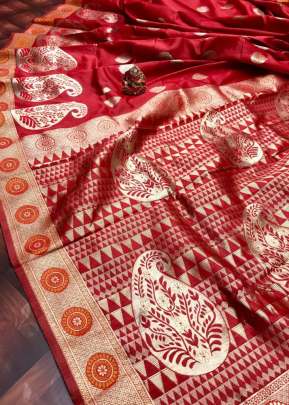 Classic Fancy Soft Banrasi Silk Saree In Red partywear sarees