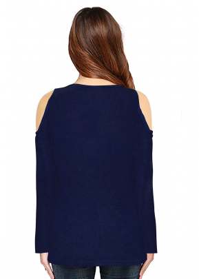 Classic Look Navy Blue Top With Crop Sleeve top