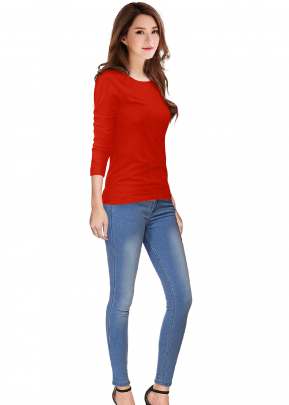 Classic Look Red Top With Crop Sleeve top