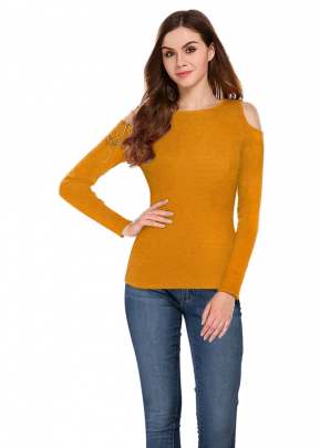Classic Look Yellow Top With Crop Sleeve western wear