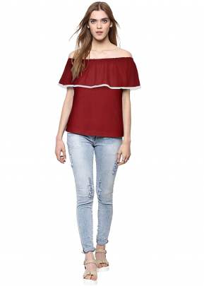 Classic Red Top With Off Solder Sleeves top