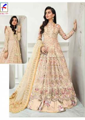 Cream Color Sequence Embroidery Work Pakistani Suit 