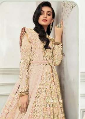 Cream Color Sequence Embroidery Work Pakistani Suit  designer suits