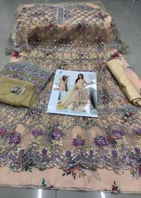 Cream Color Sequence Embroidery Work Pakistani Suit  designer suits