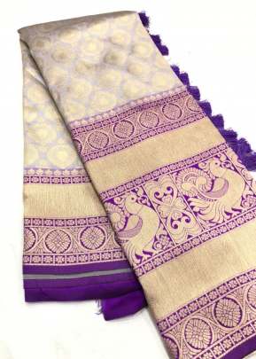 Cream TaanishQa Vol 7 Kanchipuram Silk Saree