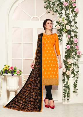 Designer Beautiful Banarasi Silk Dress Material in Yellow