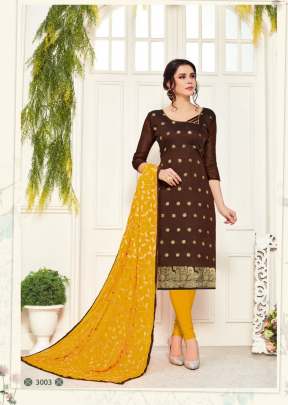 Designer Beautiful Banarasi Silk Dress Material in Brown