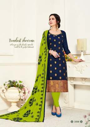 Designer Beautiful Banarasi Silk Dress Material in Navy Blue