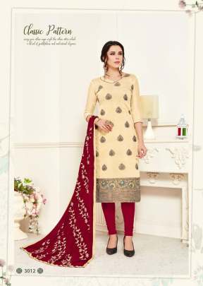 Designer Beautiful Banarasi Silk Dress Material in cream Dress Material