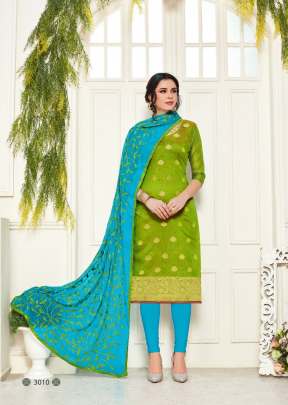 Designer Beautiful Banarasi Silk Dress Material in pear Green