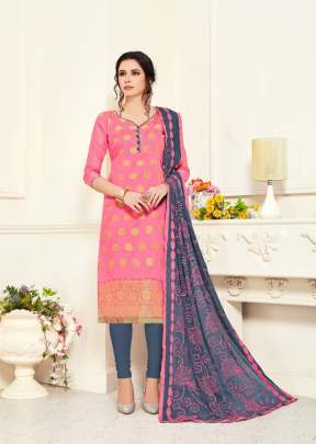 Designer Beautiful Banarasi Silk Dress Material in rose peach Dress Material