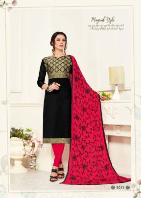 Designer Beautiful Banarasi Silk Dress Material in Black With Pink salwar suits