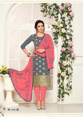 Designer Beautiful Banarasi Silk Dress Material in Grey