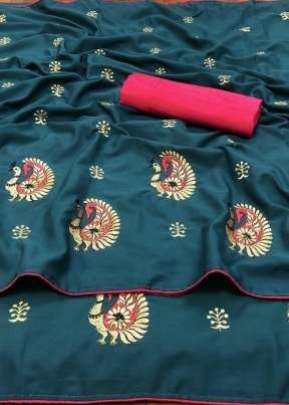 Designer Butta Crape Silk Saree in Ocean Blue