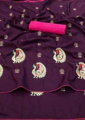 Designer Butta Crape Silk Saree in Purple designer sarees