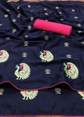 Designer Butta Crape Silk Saree in navy Blue designer sarees