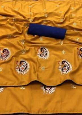 Designer Butta Crape Silk Saree in Yellow designer sarees