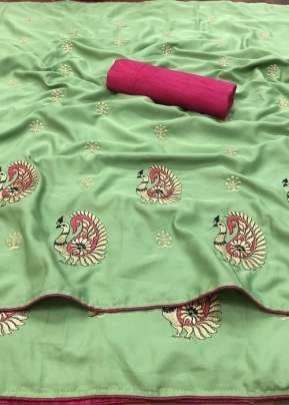 Designer Butta Crape Silk Saree in Light Green