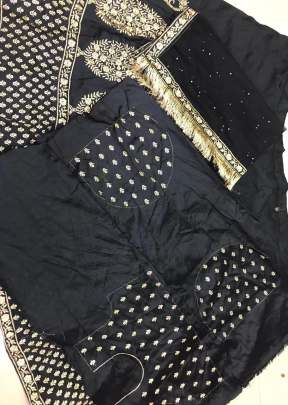 Designer Diamond Silk With Embroidery Design Work Lehnga Choli In Black designer lehenga