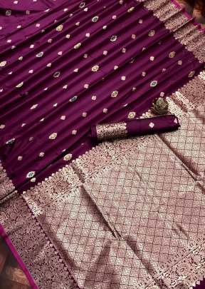 Designer Fancy Lichi Silk Saree With Gold Zari Butti In Wine partywear sarees