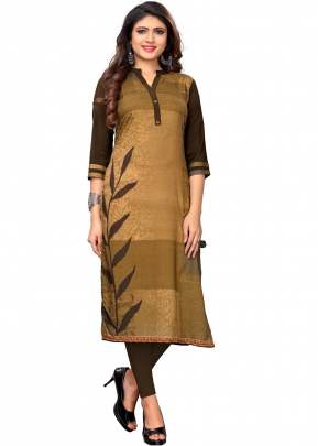 Designer Fancy Soft American crepe Kurtis In Chiku