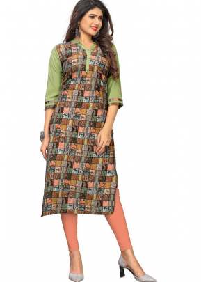 Designer Fancy Soft American crepe Kurtis In Pista