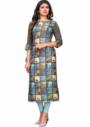 Designer Fancy Soft American crepe Kurtis In Grey