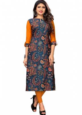 Designer Fancy Soft American crepe Kurtis In Orange