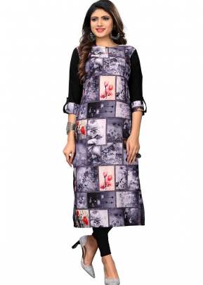 Designer Fancy Soft American crepe Kurtis In Purple Na Black