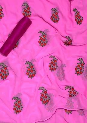 Designer Georgette Embroidery Work In Light Pink designer sarees